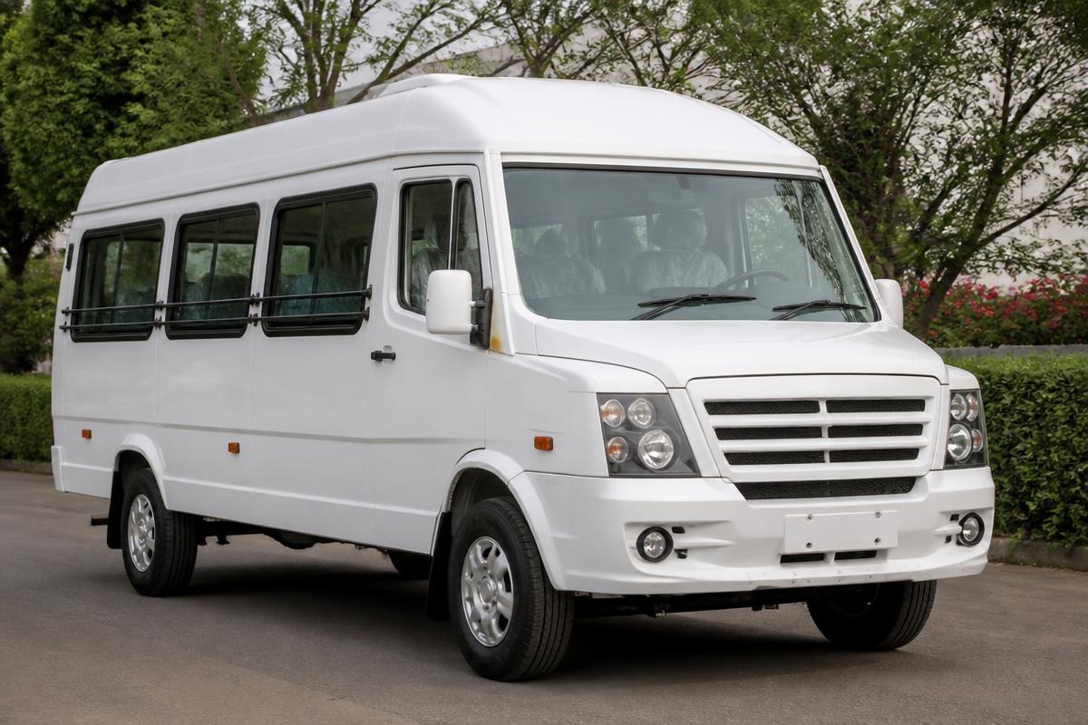 White 17 seater AC Tempo Traveller for group pilgrimage tours from Shirdi